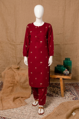 Stylish Collection Stitched Trendy Flower Embroidery 2-Pcs Dress.