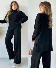 Mocha Serenity Ribbed Luxe Two-Piece CoOrd Set