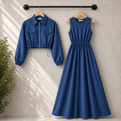 Drop Shoulder Short Jacket Maxi Style 2-Pcs Winter Co-Ord Set. WWTS-15 V5