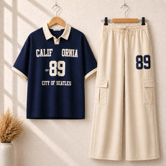 Cali-89 Collar Cargo Style Western 2-Pcs Summer Tracksuit For Her. WSTS-05 V2