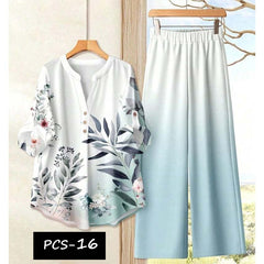 Binara Printed Western Shirt Style 2-Pcs Stiched Co-Ord Set. PCS-16