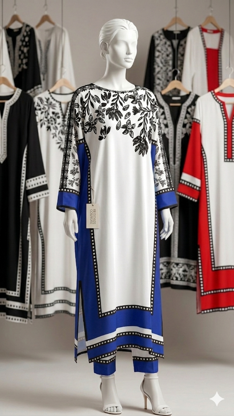 Long Baggy Digital Printed Shirt With Bell Bottom Trouser