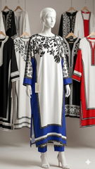 Long Baggy Digital Printed Shirt With Bell Bottom Trouser
