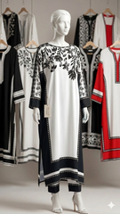 Long Baggy Digital Printed Shirt With Bell Bottom Trouser