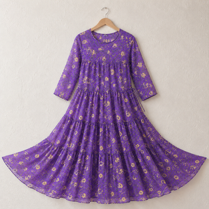 Atlantic Printed Shafoon Long Patch-Work Style Maxi. ZESM-01