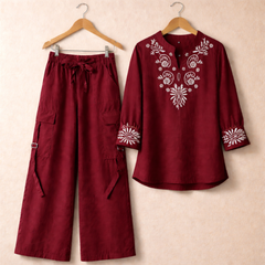 Cotton Embroidered Western Shirt & Cargo Style 2-Pcs Stiched Co-Ord Set. KC-05