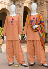 Premium Cotton Viral Women Embroidered Mirror Work 3-Piece suit