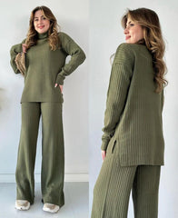 Mocha Serenity Ribbed Luxe Two-Piece CoOrd Set
