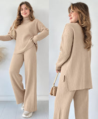 Mocha Serenity Ribbed Luxe Two-Piece CoOrd Set