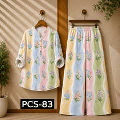 Binara Printed Western Shirt Style 2-Pcs Stiched Co-Ord Set. PCS-83