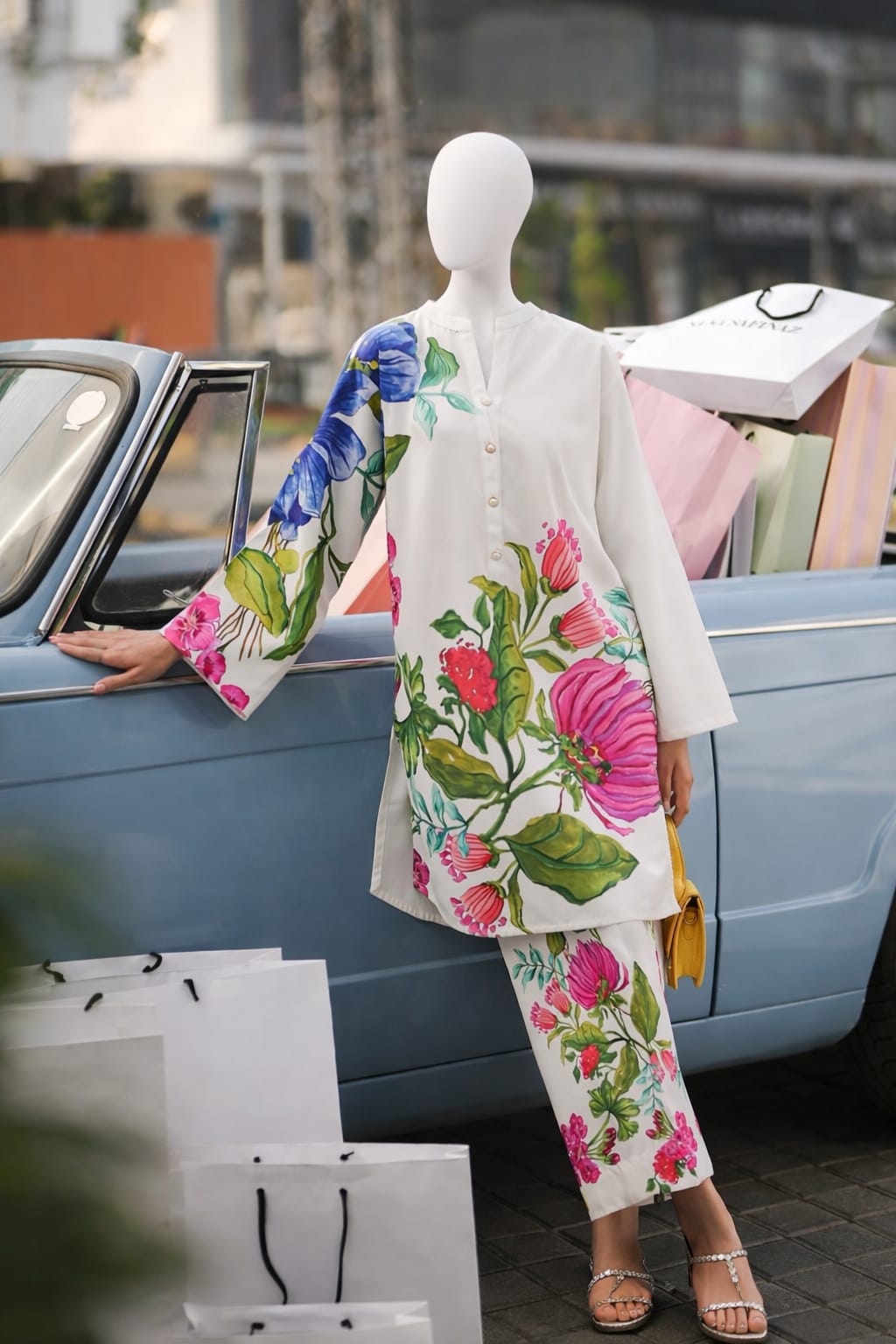 White Digital Floral Printed 2 Pcs Stitched Suit - Eid 2K26 Collection