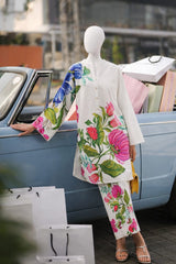 White Digital Floral Printed 2 Pcs Stitched Suit - Eid 2K26 Collection