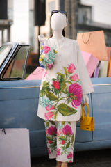 White Digital Floral Printed 2 Pcs Stitched Suit - Eid 2K26 Collection