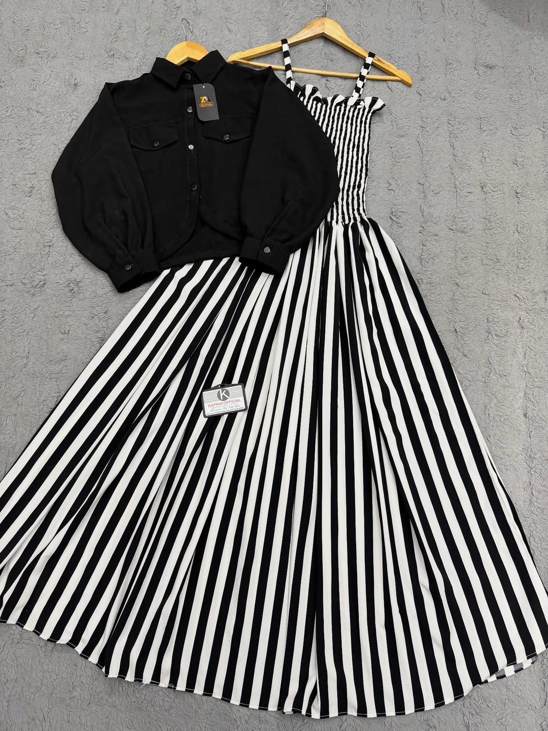 Short Koti & Printed Smoky Maxi Style Western 2-Pcs Stiched Suit. SBM - 03