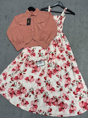 Short Koti & Printed Smoky Maxi Style Western 2-Pcs Stiched Suit. SBM - 01