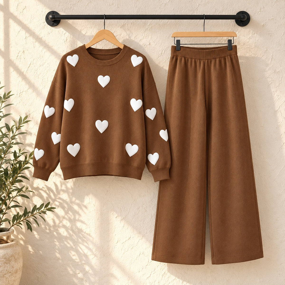 Heart Printed Sweat Style Premium Quality 2-Pcs Winter Tracksuit For Her. WWTS-20 V2