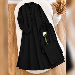 Karizma Solid Long Shirt & Plazo Style 2-Pcs Stiched Co-Ord Set. V2