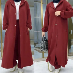 Long Button Hoodie Style 2-Pcs Winter Co-Ord Set. WWTS-18
