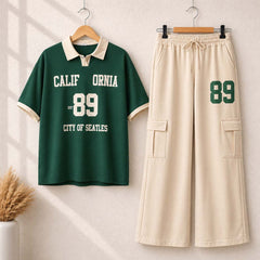 Cali-89 Collar Cargo Style Western 2-Pcs Summer Tracksuit For Her. WSTS-05 V2