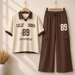 Cali-89 Collar Cargo Style Western 2-Pcs Summer Tracksuit For Her. WSTS-05 V2