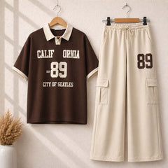 Cali-89 Collar Cargo Style Western 2-Pcs Summer Tracksuit For Her. WSTS-05 V2