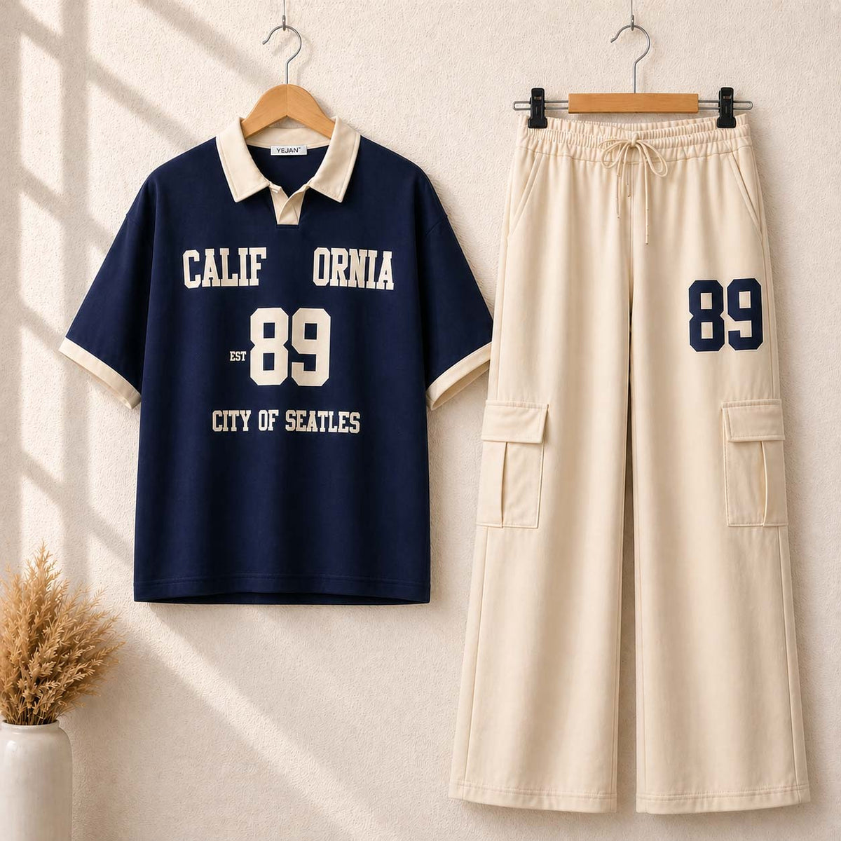 Cali-89 Collar Cargo Style Western 2-Pcs Summer Tracksuit For Her. WSTS-05 V2
