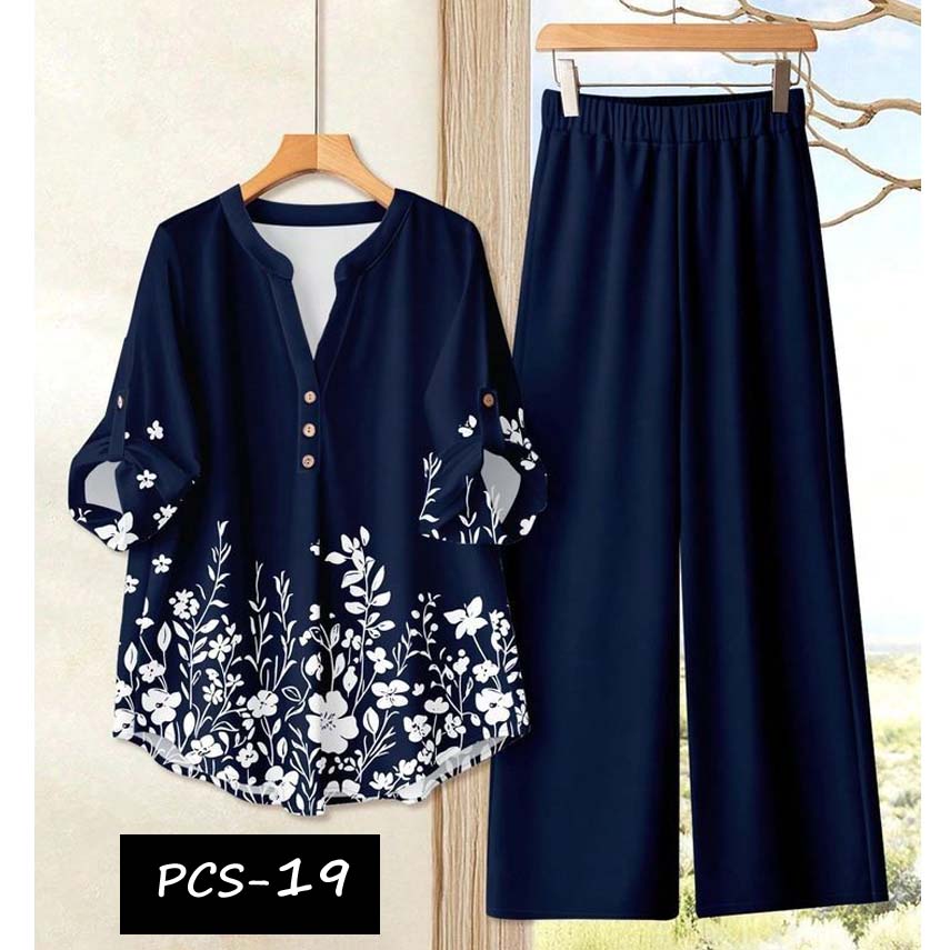 Binara Printed Western Shirt Style 2-Pcs Stiched Co-Ord Set. PCS-19